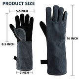Guantes de soldadura, resistentes al calor/al fuego, guantes de forja de cuero, manga extra larga de 16 pulgadas y gancho ignífugo