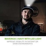 Gorra de Seguridad con iluminación LED, Gorro de Seguridad Transpirable, Ligero, Duro para Hombres y Mujeres, Recargable por USB, Color Azul Marino (Micro ala con iluminación LED)
