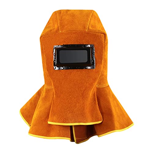 Capucha de soldadura de material cuero Capucha profesion Soldadura resistente al calor Capucha Absorción de sudor Protección, Sin oscurecimiento automático