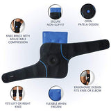 ComfiLife Paquete de hielo para rodilla con envoltura – rodillera – reutilizable – Paquete de gel de terapia caliente y frío – Soporte de compresión ajustable para lesiones, dolor de rodilla, cirugía de rodilla, artritis, menisco y más
