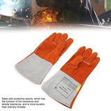 Guantes de soldador, guantes de soldadura eléctrica guantes de soldador de cuero de vaca gruesos guantes de corte de doble capa alargados un par(Rojo)