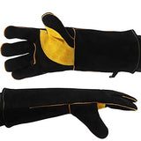 Guantes de soldador, de piel, resistentes al calor, resistentes al fuego, con costuras de Kevlar, resistentes al calor, para soldar, horno, parrilla, barbacoa, chimenea, estufa, soporte para ollas, soldador, 40,6 cm