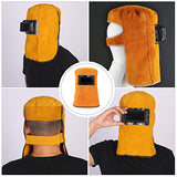 Capucha Soldador Protector de La Soldador de Cuero para Soldador de Cuero Tapa de Molienda con Cuello Drapeado de Hombro Filtro de Oscurecimiento de Drapeado Naranja