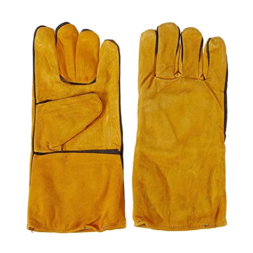 Guantes de Soldador Guantes de Seguridad Anti-Calor de Cuero no resbaladizo Guantes de Seguridad 14 '' (Color : Yellow)