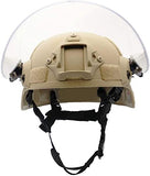 Casco De Protección Rápida con Parasol Transparente Gafas Deslizantes Y Soporte NVG Y Rieles Laterales (Color : Tan, Size : 55-60cm)