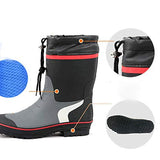 DUANGUOYAN Botas de Lluvia- Botas de Lluvia de Color de Contraste de Costura para Hombres en el Tubo Botas de Goma Antideslizantes Impermeables Cubierta de Zapato Impermeable Ajustable para Hombres