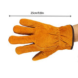 Guantes de Soldador de Piel，trabajo Guantes de soldadura para soldadores,barbacoa,jardinería,camping,estufa,chimenea