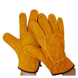 Guantes de soldador de cuero duraderos impermeables Guantes de seguridad de trabajo anti-calor for soldadura de herramientas manuales de metal Resistencia extrema al desgaste