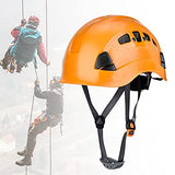 Casco de Seguridad, cómodo de Llevar Casco de espeleología Tela Suave con Orificio de Aire para espeleología(28 * 21 * 18cm-Naranja)