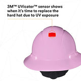 Casco seguridad  duro de ala completa , rosa, suspensión de trinquete de 4 puntos, con Uvicator