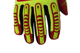 Seibertron High-VIS HRIG - Guantes de trabajo antiimpactos, resistentes al agua y al aceite de alta visibilidad, resistentes al agua, guantes mecánicos de seguridad, CE EN388 4132 M, con 1 clip de guante negro