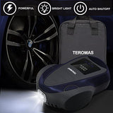 Teromas - Compresor de aire inflador de neumáticos, bomba de aire portátil CC/CA para neumáticos de coche 12 V CC y otros inflables en casa 110 V CA, bomba eléctrica digital de neumáticos con manómetro (azul)