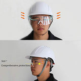 Casco de Seguridad Industrial, Casco de Construcción de Borde de ABS Casco de Seguridad de Choque con Gafas，para Poder/Edificio