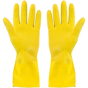 Guantes de látex amarillo SteadMax, guantes profesionales de goma reutilizables para limpieza general del hogar, lavado de platos, guantes desechables, mediano (3 pares)