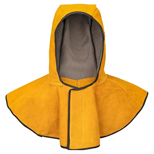 Capucha de soldadura para la cabeza/cuello de protección de soldador, protección para el hombro, casco ignífugo, de vacuno, resistente al viento, chal de soldadura, sombrero