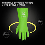 2 pares de guantes resistentes a los químicos, NBR y PVC de doble revestimiento de seguridad, guantes de trabajo de seguridad, ácido, álcalis y aceite, guantes de protección industrial, antideslizantes (M, verde)