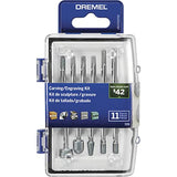 Dremel 729-01 Kit de accesorios para herramientas giratorias de tallado y grabado, juego surtido de 11 piezas, perfecto para uso en madera, metal y vidrio