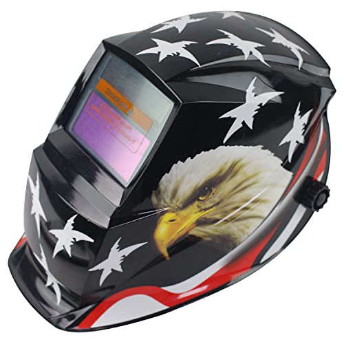 Casco de Soldadura con energía Solar Capucha de oscurecimiento automático con Rango de Sombra Ajustable 4/9-13 para máscara de Soldador de Arco Mig TIG(Black)
