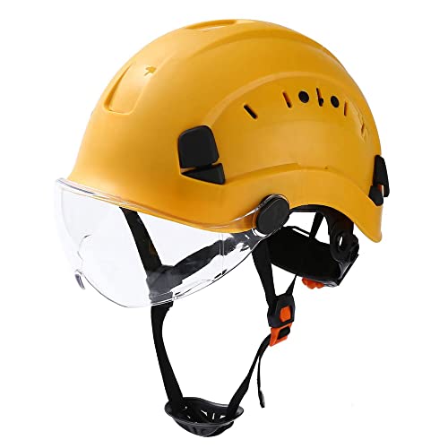 Casco Protector al Aire Libre Ajustable con Gafas Casco de Seguridad Industrial para Escalada de Construcción/Yellow / 1 PCS