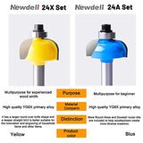 Newdeli - Juego de brocas para carpintería profesional, 24 piezas de vástago de 1/4 de pulgada, juego de brocas para carpintería para mejoras del hogar y bricolaje