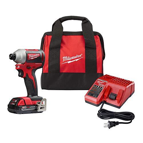 Jurgo de herramientas Milwaukee 2850-21P SB M18 Kit de destornillador de impacto inalámbrico compacto sin escobillas de 0,25 pulgadas con 1 batería
