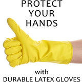 Guantes de látex amarillo SteadMax, guantes profesionales de goma reutilizables para limpieza general del hogar, lavado de platos, guantes desechables, mediano (3 pares)