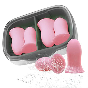 Tapones para oidos para dormir,2 Pares Tapones Oídos de Espuma con estuche ,Tapones de silicona reutilizables tapones suaves y cómodos para reducir el ruido para viaje ,nadar, dormir(Rosa)