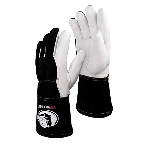 Guantes de soldador TIG de piel de cabra de primera calidad, cuero de grano superior, alta destreza, verdadero, ajuste XL