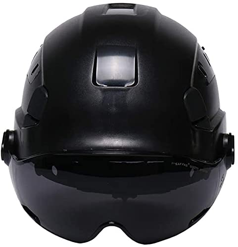 Casco de Seguridad ABS Casco de protección Ajustable para Trabajos en Altura con suspensión de 6 Puntos para construcción y Escalada(Color:Black,Size:Type A)