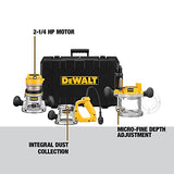 Dewalt DW618B3 Paquete de rebajadora con tres bases, 1678 W, motor de 12 A, 24,000 RPM NA