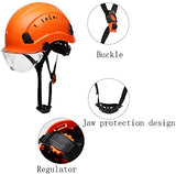 Casco de Seguridad Casco Industrial ABS con Gafas, diseño de Soporte Protector, Utilizado en proyectos de construcción, Operaciones a Gran altitud(Color:Orange)