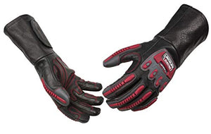 Guantes de soldador de  piel para soldar y aparejar, resistentes a los impactos, resistentes a los cortes, varios tamaños disponibles (S - 2XL), Negro, Rojo, Large