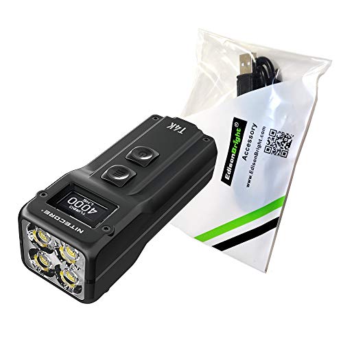 Nitecore T4K CREE LED 4000 lúmenes USB recargable linterna compacta, batería y EdisonBright marca USB-C cable de carga