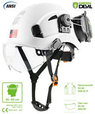 GREEN DEVIL Unisex-Adulto Casco De Seguridad Casco Duro Con Visera Y Protección Para Los Oídos Casco De Trabajo De Abs Ventilado, Liviano Y Ajustable Para Hombres Y Mujeres Suspensión De 6 Puntos Aprobado