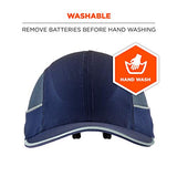 Gorra de Seguridad con iluminación de ala LED, Estilo Sombrero de béisbol, ala Corta, Skullerz 8960, Azul Marino