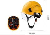 Casco de Seguridad Casco Industrial ABS con Gafas, diseño de Soporte Protector, Utilizado en proyectos de construcción, Operaciones a Gran altitud(Color:Orange)