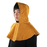 Capucha de soldador, protección facial de cuello con aislamiento térmico de piel de vaca amarilla, máscara de seguridad para casco de soldadura a prueba de salpicaduras y resistente al calor