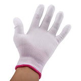 Guante antideslizante antiestático, guante de trabajo, 1 par de dedos recubiertos de poliuretano para trabajadores electrónicos, guantes de trabajo para hombres (Small (pink overlock))
