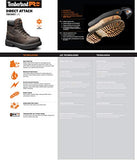 Timberland PRO Botas de trabajo industriales con cierre directo de acero de 6 pulgadas para hombre, impermeables, aisladas, Marrón, 7.5 US