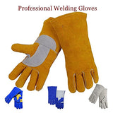 Guantes de Soldador Spot MUÑECO Guantes de 14"35 cm Splith Cowhide Worker Worker Gloves Reforzado Thumb Palm Revista Guante de Soldadura de Palanca Peso Ligero y ampliamente Utilizado