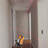 Nivelador láser de haz rojo horizontal vertical con línea cruzada Lazer recargable herramienta para construcción, techo, azulejos, cuadros, colgar cuadros, marco de pared, gabinete con base giratoria de 360 grados
