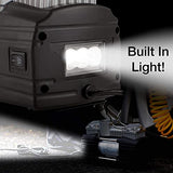 Compresor de aire portátil de doble cilindro inflador de neumáticos con linterna LED, bomba de aire compacta de 12 V para neumáticos de coche, bomba de metal resistente de 150 PSI, para SUV, todoterreno, remolque, camión, bicicleta y colchón de aire