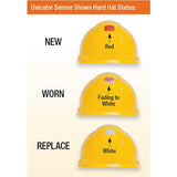 Sombrero duro de ala completa H-802V-UV, suspensión amarilla de trinquete de 4 puntos, ventilado, con Uvicator