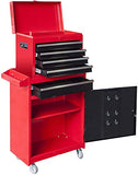 BIG RED ATBT1204R-RB Torin - Organizador de Herramientas de Taller con Ruedas para cochera, con 4 cajones Desmontables con Armario de Almacenamiento Grande y Estante Ajustable, Rojo/Negro