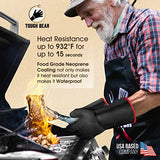 Guantes negros de neopreno resistentes al calor para barbacoa a °C tolerancia – Impermeable y resistente al aceite – Guantes de parrilla para hombres y mujeres – Guantes ignífugos de alto calor para cocinar – Hornear a la parrilla camping