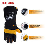 TOPDC Guantes de soldadura de 16 pulgadas resistentes al calor guantes ignífugos para soldador
