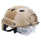 Casco táctico, ZJchao Militar ejército táctica Series Airsoft Paintball caza CQB, equipo de escalada combate rápida casco base Jump Bj tipo con anteojos, Marrón