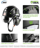 GREEN DEVIL Unisex-Adulto Casco Seguridad Casco Duro Con Visera Y Protección Para Los Oídos Casco Trabajo Abs Ventilado Liviano Y Ajustable Para Hombres Y Mujeres Suspensión 6 Puntos Aprobado