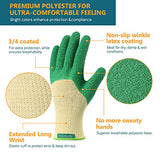 COOLJOB Guantes de trabajo con revestimiento de látex arrugado, guantes de trabajo de látex texturizados con agarre firme, verde y amarillo, un par, tamaño grande (1 par L)