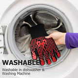MSWKEY Guantes de Barbacoa, 1 Par Guantes de Horno Resistentes Al Calor Extremo hasta 800°C / 1472°F, Silicona Antideslizante Guantes de Cocina Universales para Parrilla, Hornear, Microondas y Chimenea Rojo
